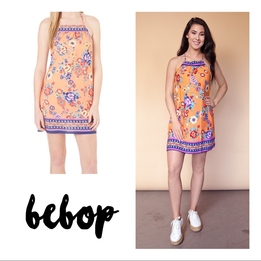 New BeBop Tangerine & Purple Floral Dress